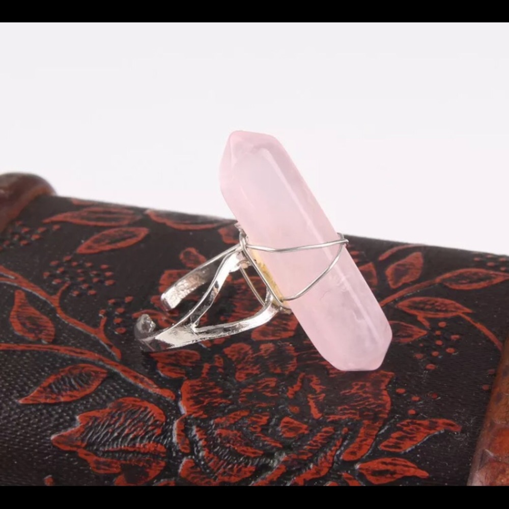 Rose quartz adjustable ring